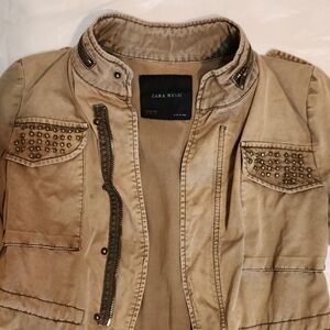 Zara Beige Studded Utility Jacket